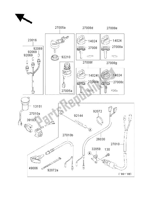 Todas as partes de Chave De Ignição do Kawasaki KVF 400 2000