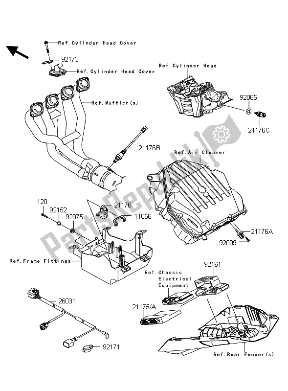 Alle onderdelen voor de Brandstof Injectie van de Kawasaki Z 1000 2010