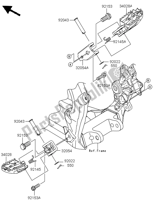 All parts for the Footrests of the Kawasaki KX 250F 2011