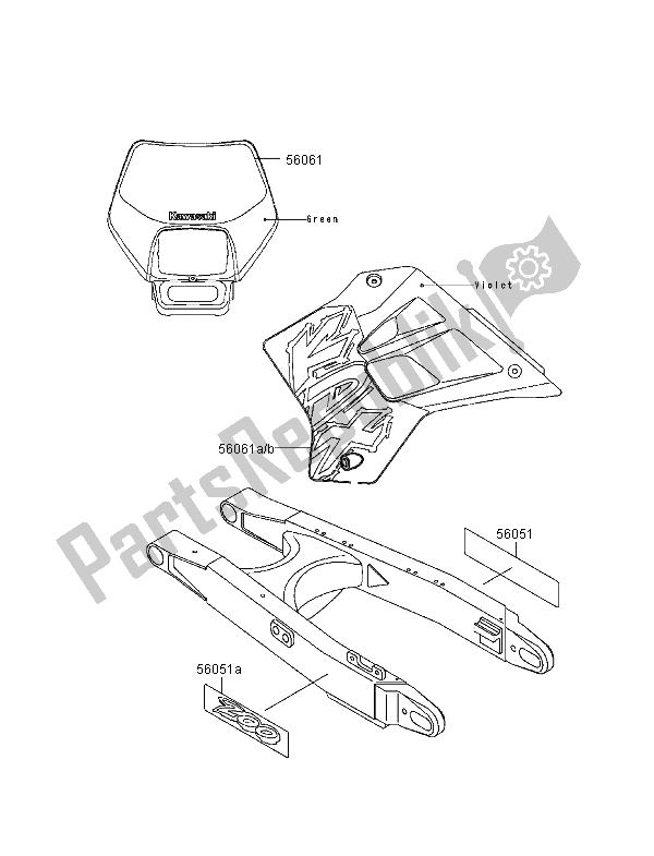 All parts for the Decals of the Kawasaki KDX 200 1996