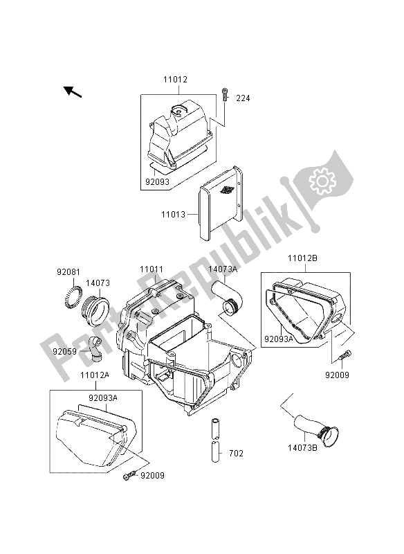 All parts for the Air Cleaner of the Kawasaki GPZ 500S UK 1995