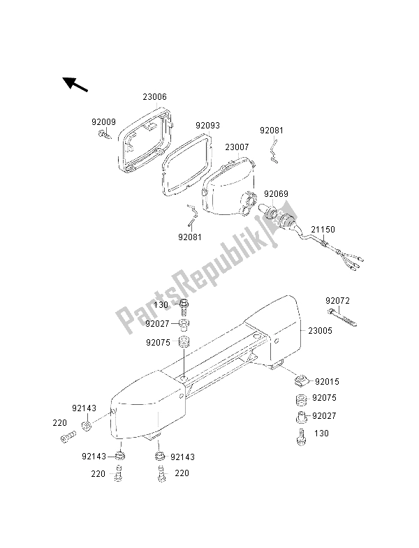 Alle onderdelen voor de Koplamp van de Kawasaki KLF 300 4X4 2001