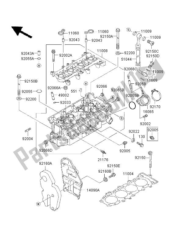Tutte le parti per il Testata del Kawasaki Ninja ZX 6R 600 1996