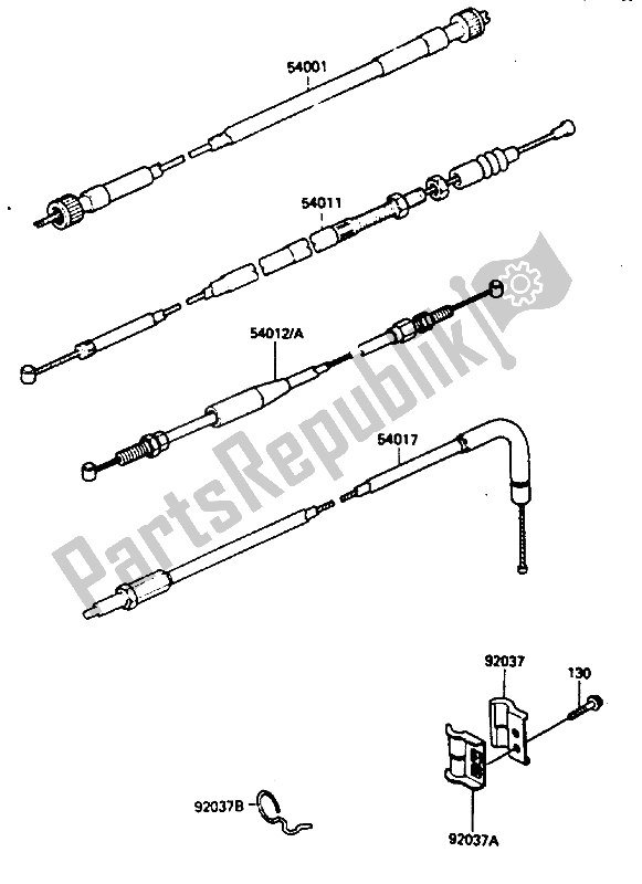 All parts for the Cable of the Kawasaki KLR 250 1986