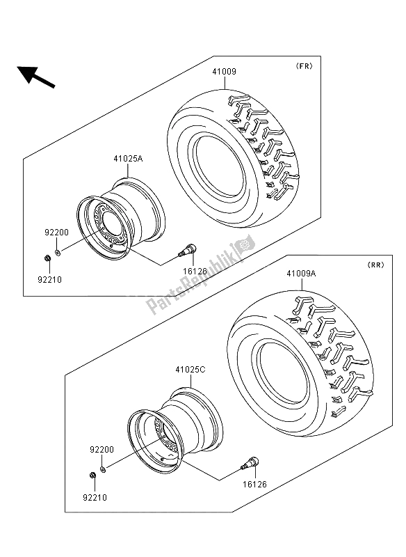 All parts for the Tires of the Kawasaki KVF 360 2009