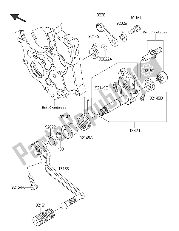 All parts for the Gear Change Mechanism of the Kawasaki ER 6N ABS 650 2016