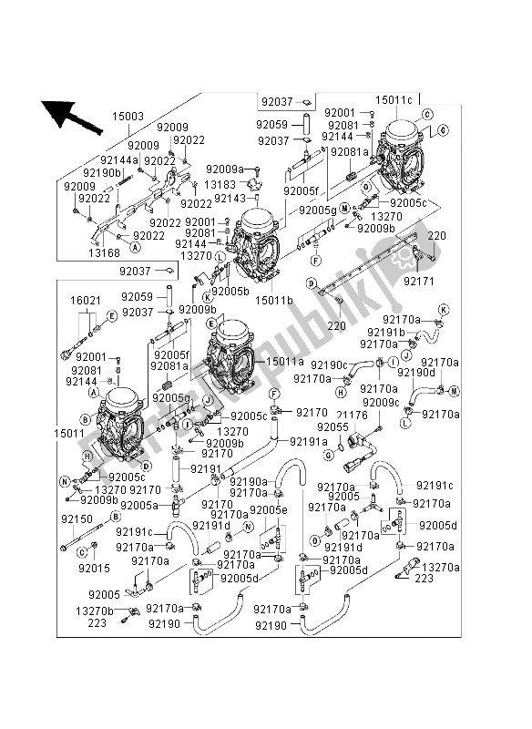 All parts for the Carburetor (uk) of the Kawasaki Ninja ZX 9R 900 2003