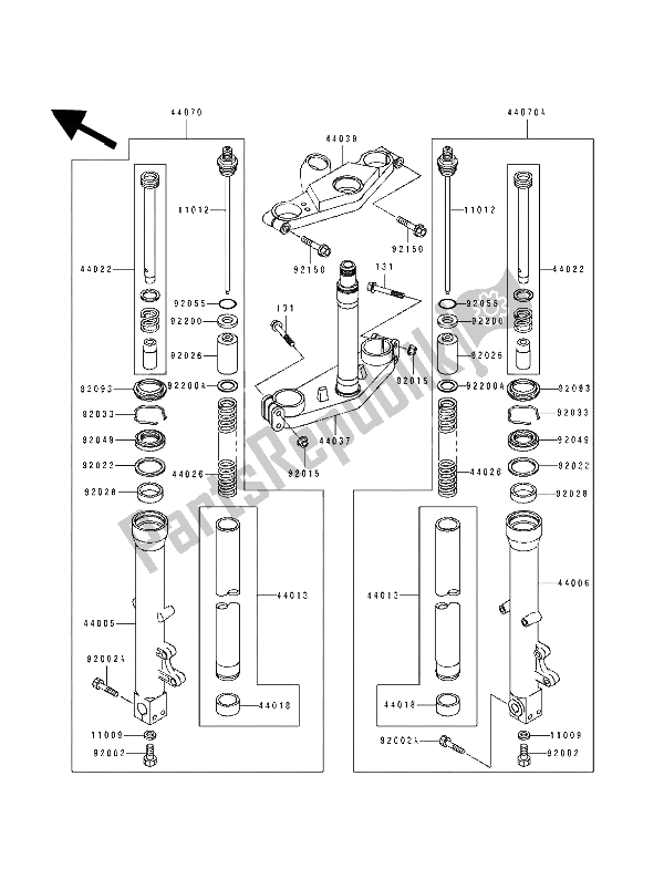 Wszystkie części do Przedni Widelec Kawasaki ZZ R 1100 1994