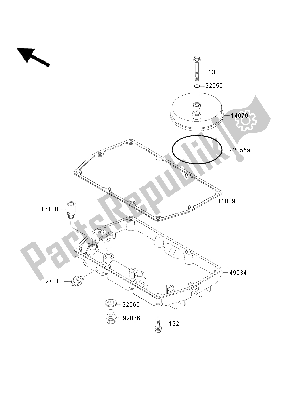 All parts for the Breather Cover & Oil Pan of the Kawasaki EN 500 2002