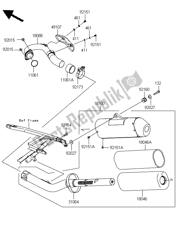 All parts for the Muffler of the Kawasaki KX 250F 2012