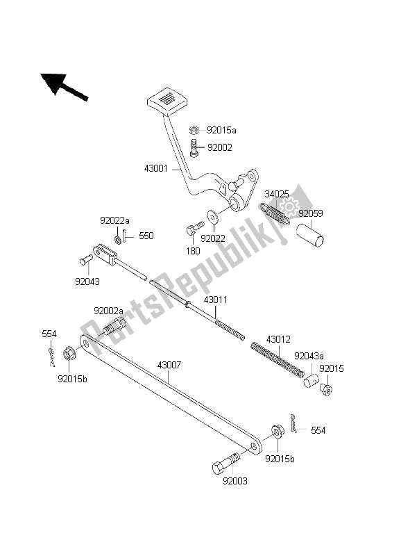 Toutes les pièces pour le Pédale De Frein du Kawasaki EL 252 2001