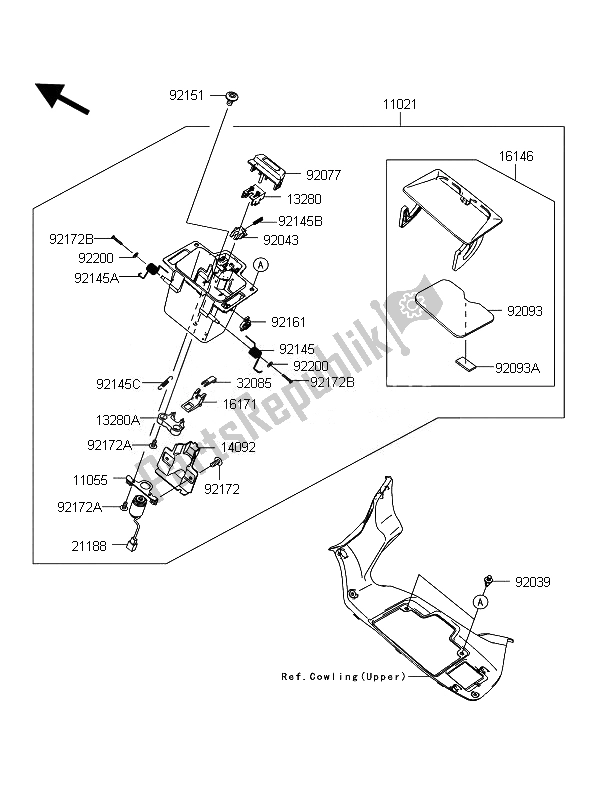 All parts for the Front Box of the Kawasaki 1400 GTR ABS 2010