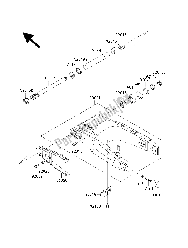 Todas las partes para Basculante de Kawasaki Ninja ZX 7R 750 2000