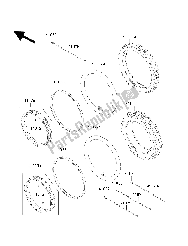 Todas las partes para Llantas de Kawasaki KMX 125 2001