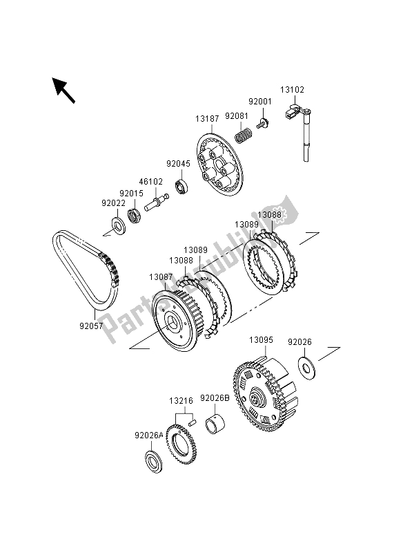 All parts for the Clutch of the Kawasaki GPZ 500S 1995