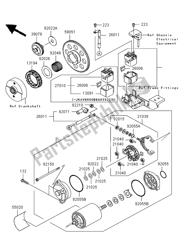 All parts for the Starter Motor of the Kawasaki VN 900 Classic 2006