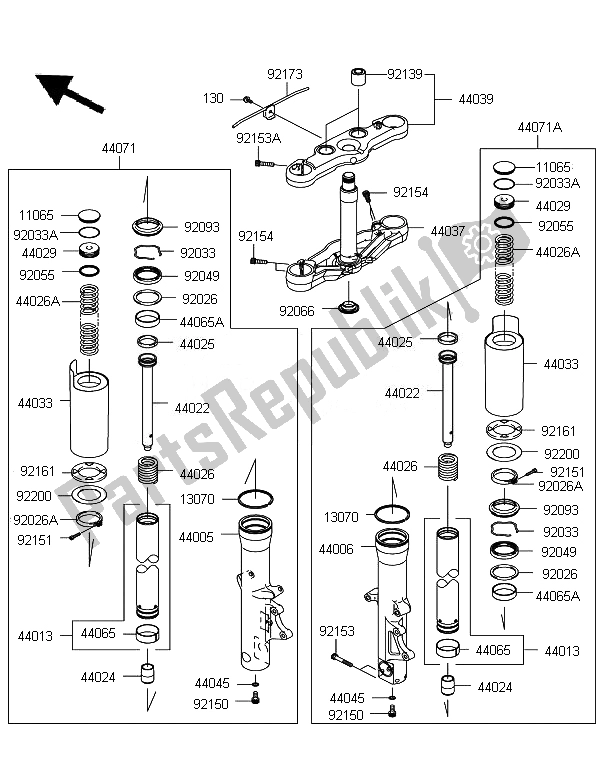 All parts for the Front Fork of the Kawasaki VN 1700 Voyager Custom ABS 2011