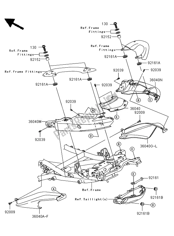Tutte le parti per il Coprisedile del Kawasaki Versys 650 2007