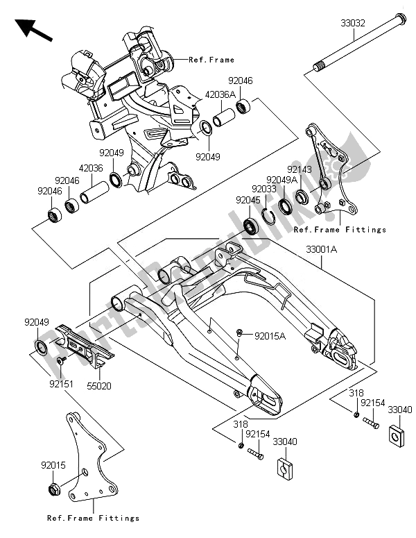 Tutte le parti per il Forcellone del Kawasaki ER 6N 650 2014