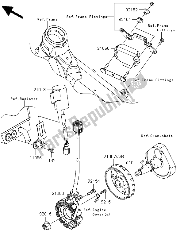 All parts for the Generator of the Kawasaki KX 250F 2011