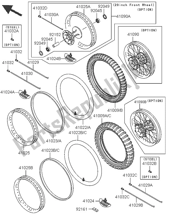 All parts for the Tires of the Kawasaki KX 250 2005