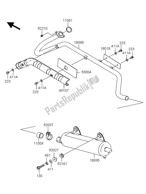 All parts for the Muffler of the Kawasaki KVF 360 4X4 2007