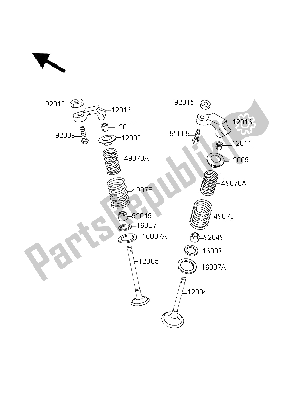 All parts for the Valve of the Kawasaki EL 252 1996