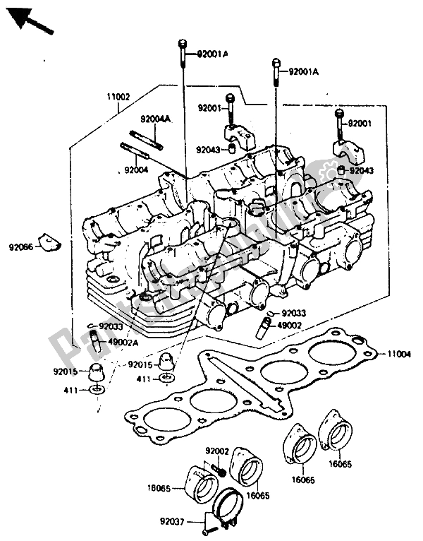 Todas las partes para Cabeza De Cilindro de Kawasaki GPZ 750 1987