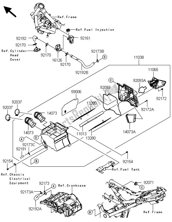 Toutes les pièces pour le Purificateur D'air du Kawasaki Ninja 300 2013