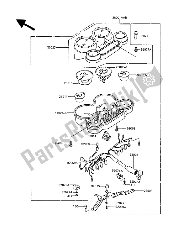 All parts for the Meter(s) of the Kawasaki GPZ 600R 1989