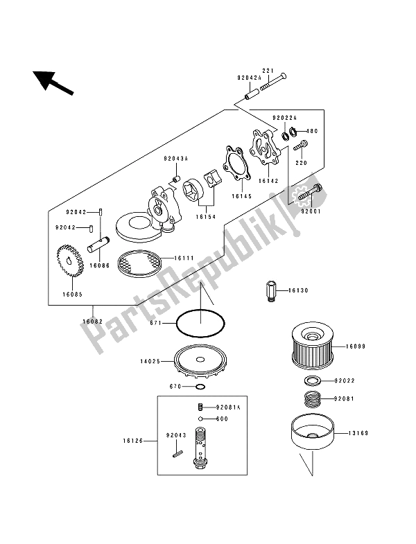 Tutte le parti per il Pompa Dell'olio del Kawasaki Zephyr 550 1991