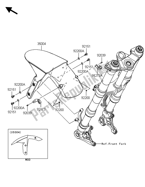 All parts for the Front Fender(s) of the Kawasaki ZX 1000 SX 2014