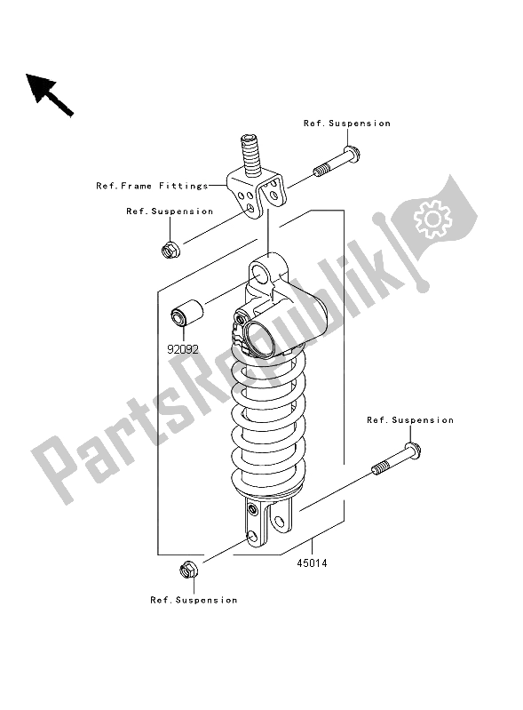 Todas as partes de Amortecedor do Kawasaki Ninja ZX 10R 1000 2006