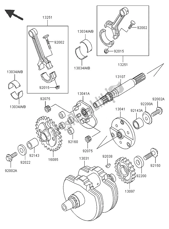 Tutte le parti per il Albero A Gomiti del Kawasaki VN 800 Classic 2005