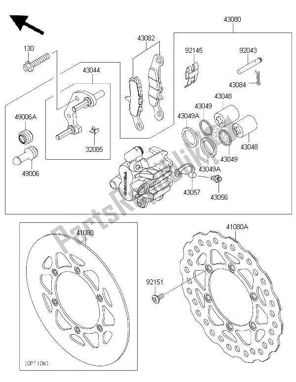 All parts for the Front Brake of the Kawasaki KX 85 LW 2015