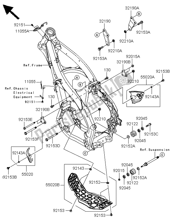 Todas las partes para Accesorios De Marco de Kawasaki KX 250F 2009