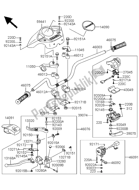 Todas las partes para Manillar de Kawasaki KVF 360 4X4 2003