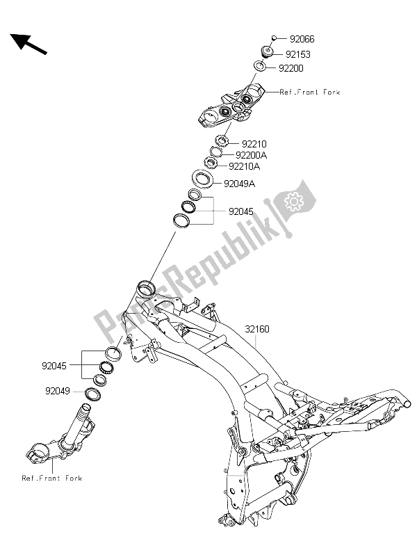 All parts for the Frame of the Kawasaki Z 800 2015