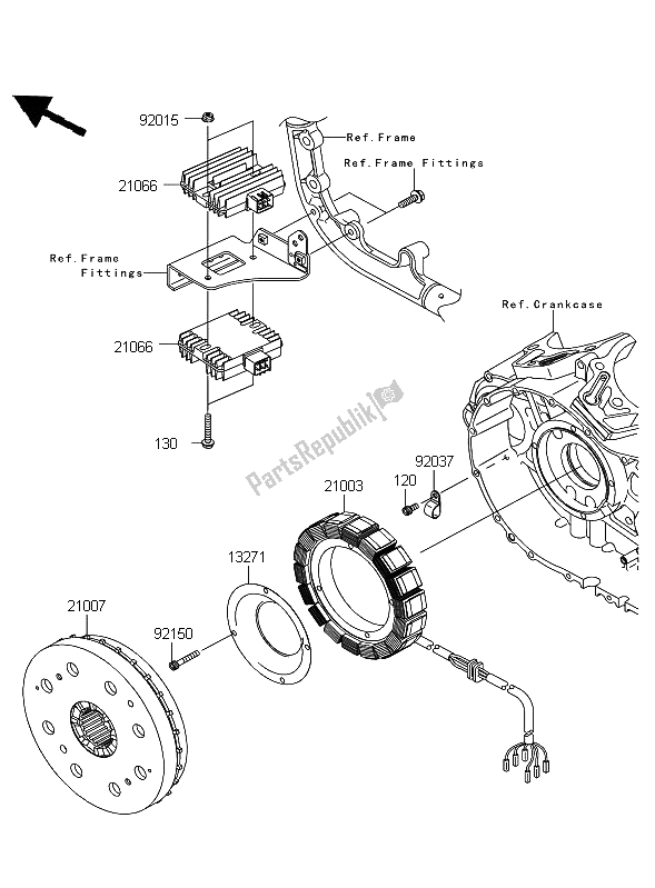 All parts for the Generator of the Kawasaki VN 2000 Classic 2008