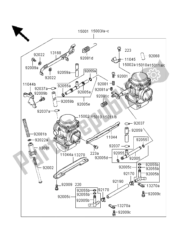 Todas as partes de Carburador do Kawasaki GPZ 500S 1999