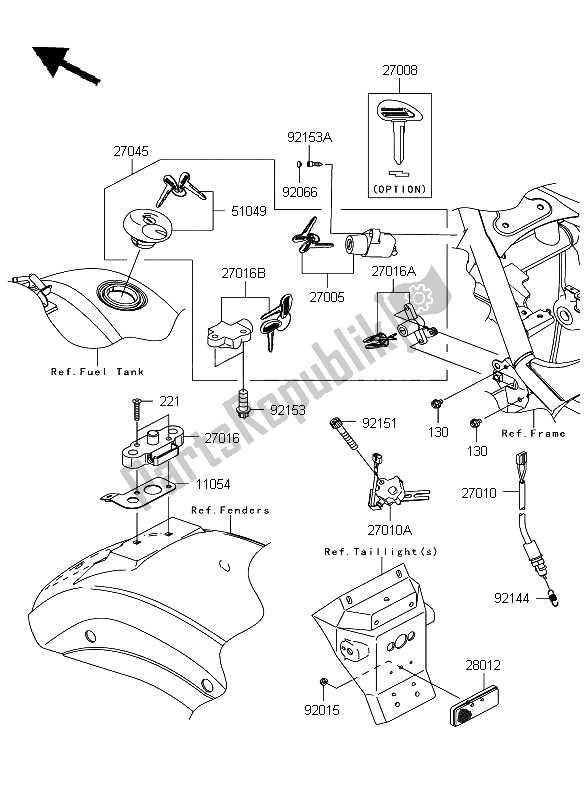 All parts for the Ignition Switch of the Kawasaki VN 900 Custom 2008