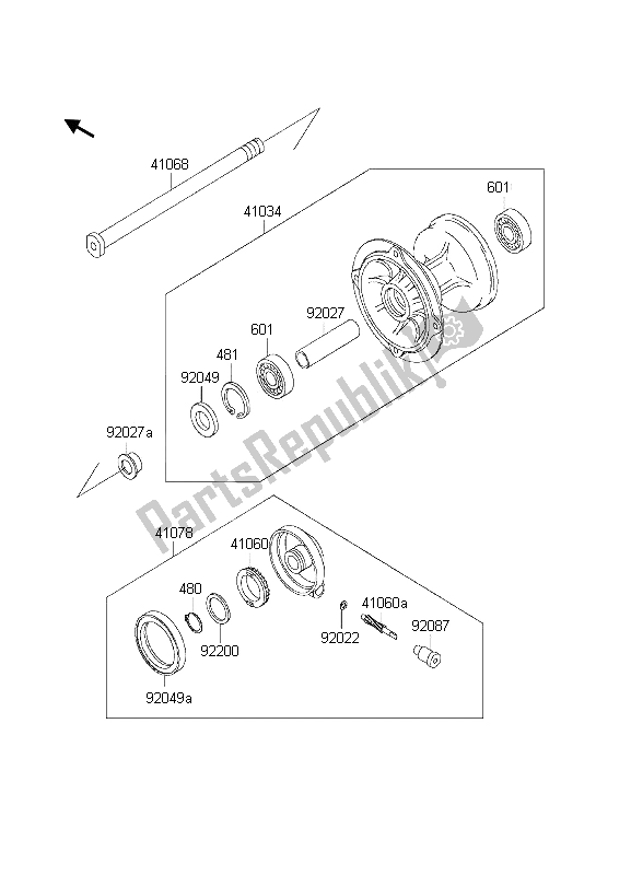 Tutte le parti per il Mozzo Anteriore del Kawasaki KLX 300R 2000