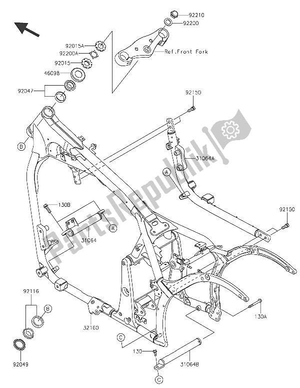 All parts for the Frame of the Kawasaki Vulcan 900 Classic 2016