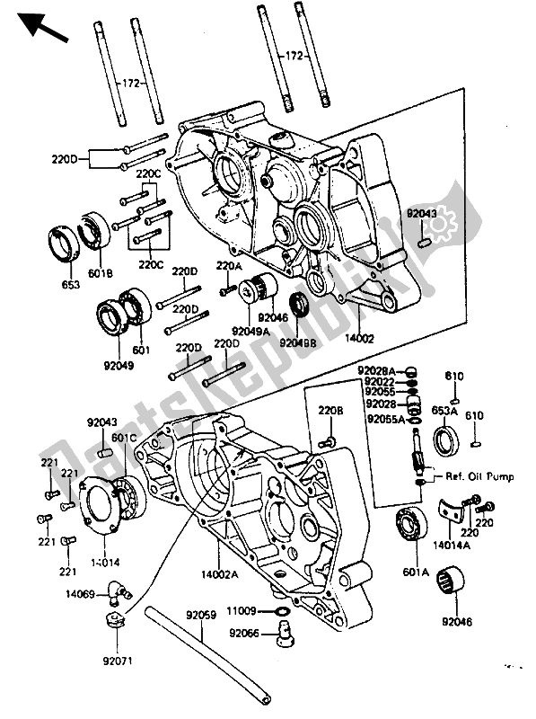 Tutte le parti per il Carter del Kawasaki KE 125 1985