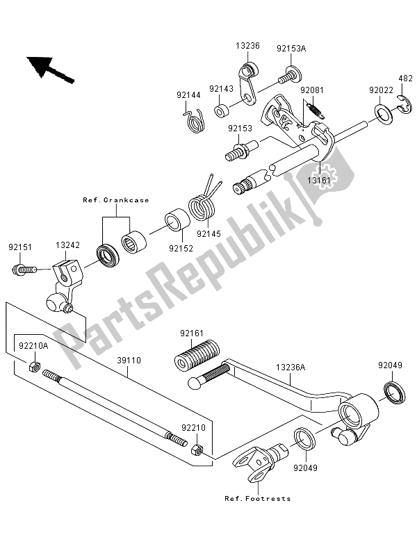 All parts for the Gear Change Mechanism of the Kawasaki Z 750R 2012