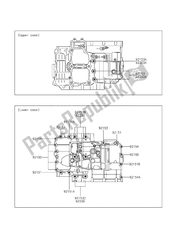 All parts for the Crankcase Bolt Pattern of the Kawasaki Vulcan S 650 2016