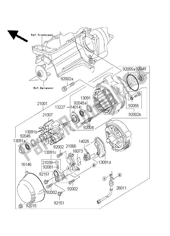 All parts for the Generator of the Kawasaki ZRX 1200R 2001