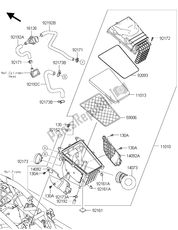 Tutte le parti per il Filtro Dell'aria del Kawasaki Ninja 250 SL ABS 2015