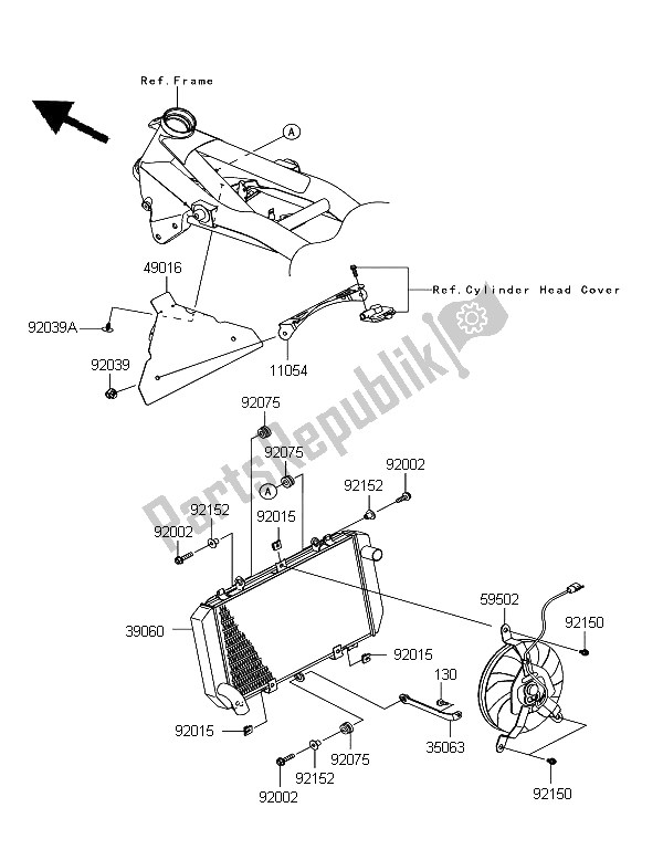 Todas las partes para Radiador de Kawasaki Z 750R 2011