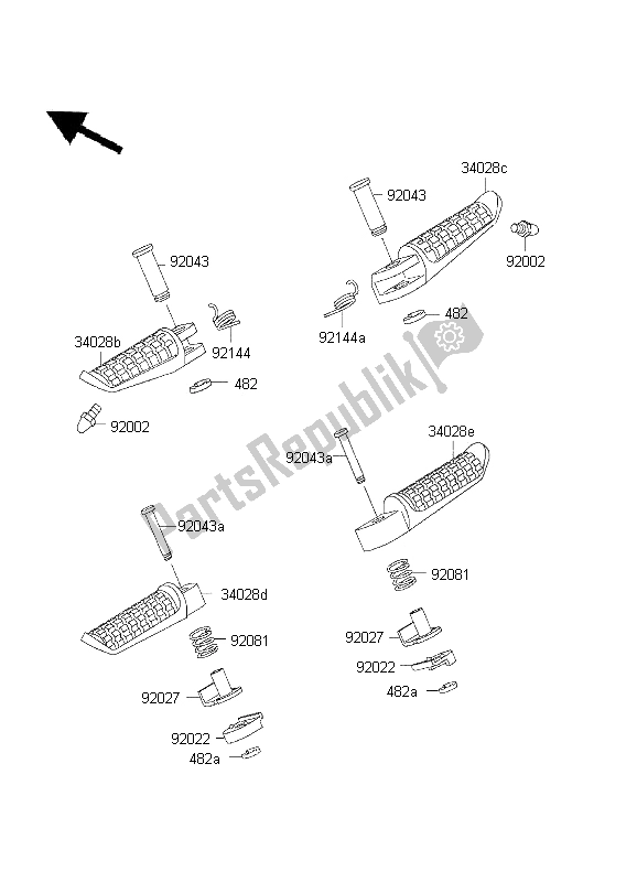 All parts for the Footrests of the Kawasaki ZZ R 600 2001